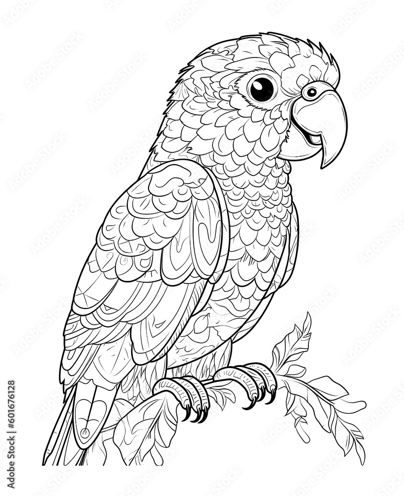 Obraz premium Black and white illustration for coloring birds