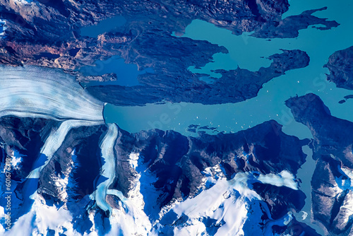 Fototapeta Naklejka Na Ścianę i Meble -  Glaciers from space. Digital enhancement. Elements by NASA