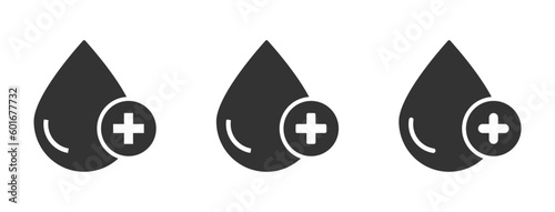 Water with add vector icons. Plus liquid shape flat design set