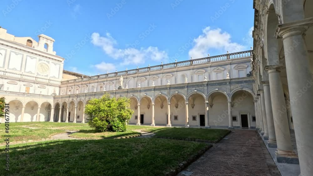 View of the cloister of the ancient Benedictine monastery of San Martino, now transformed into a museum of history and art in Naples, Italy. View of the cloister of the ancient Benedictine monastery of San Martino, now transformed into a museum of history and art in Naples, Italy.