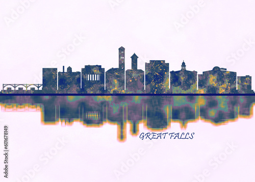 Great Falls Skyline. Cityscape Skyscraper Buildings Landscape City Background Modern Art Architecture Downtown Abstract Landmarks Travel Business Building View Corporate