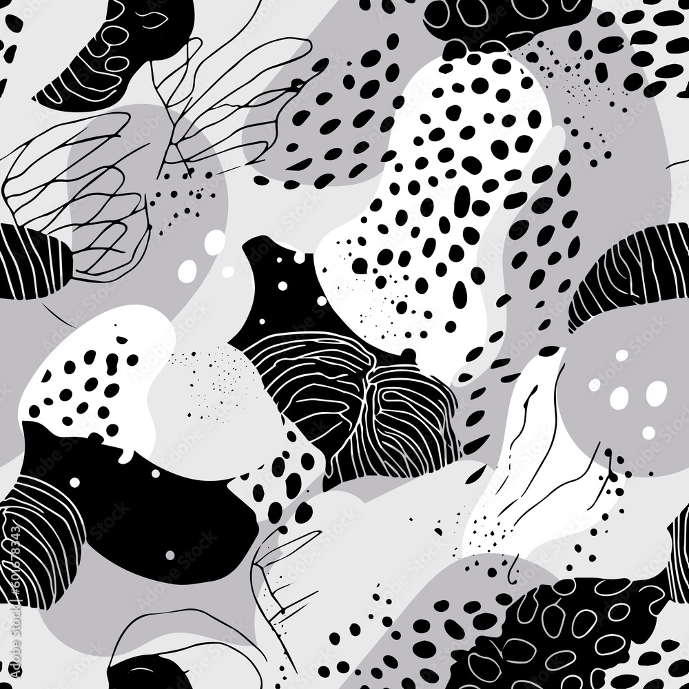 Hand-drawn abstract pattern features organic shapes in a contemporary print. The simple, modern design makes it perfect for any project.