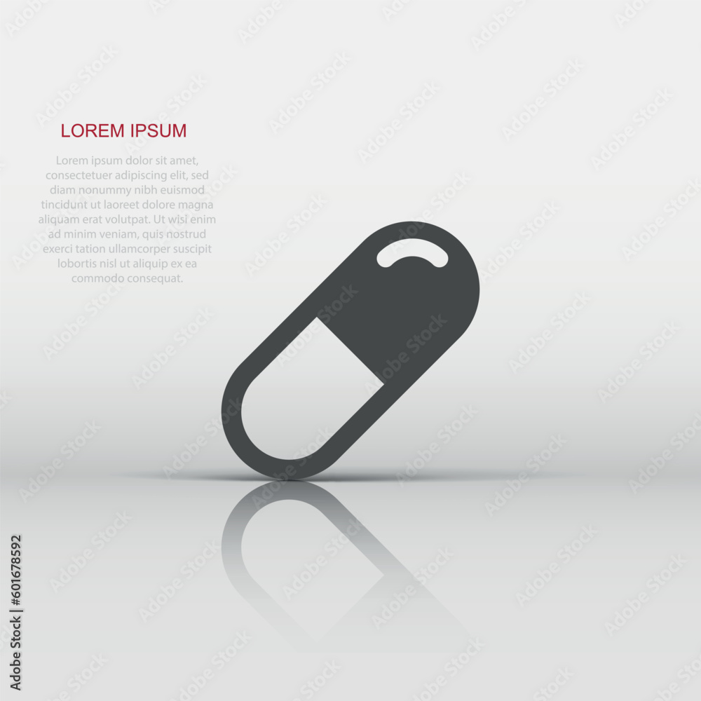 Capsule pills tablet vector icon in flat style. Medical pills illustration on white isolated background. Capsule and drug concept. Capsule pills tablet vector icon in flat style. Medical pills illustration on white isolated background. Capsule and drug concept.