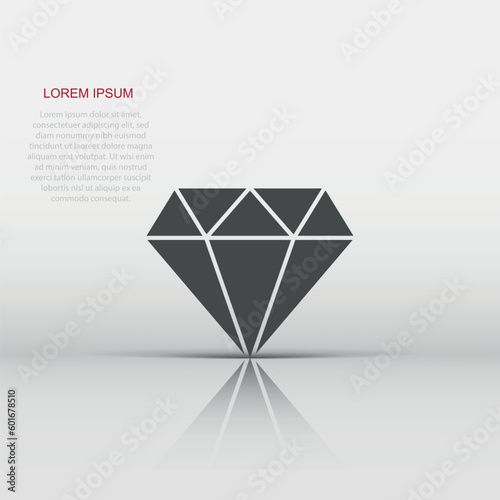 Diamond jewel gem vector icon in flat style. Diamond gemstone illustration on white isolated background. Jewelry brilliant concept.