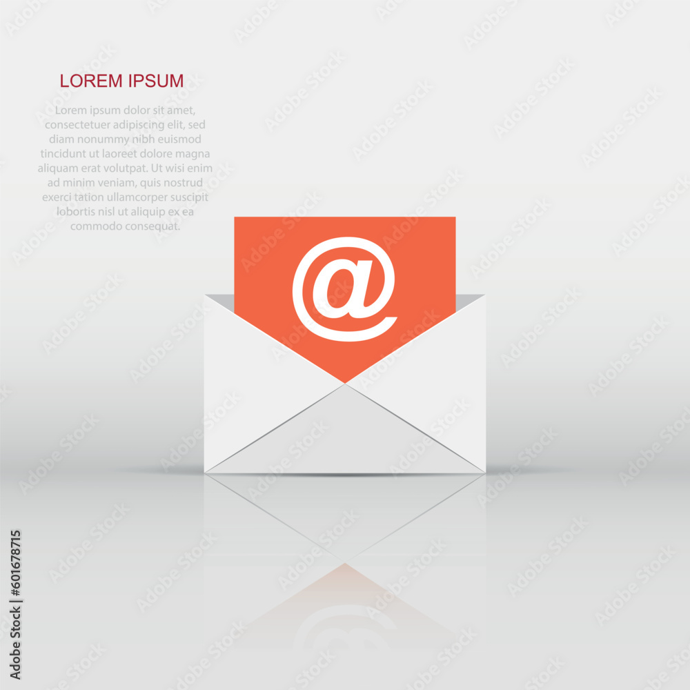 Mail envelope icon in flat style. Email message vector illustration on white isolated background. Mailbox e-mail business concept. Mail envelope icon in flat style. Email message vector illustration on white isolated background. Mailbox e-mail business concept.