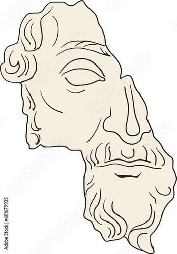 Greek sculpture. Greek statue. Greek sculpture head. Greek sculpture man.