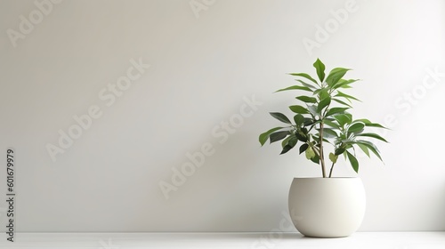 White interior with green plant