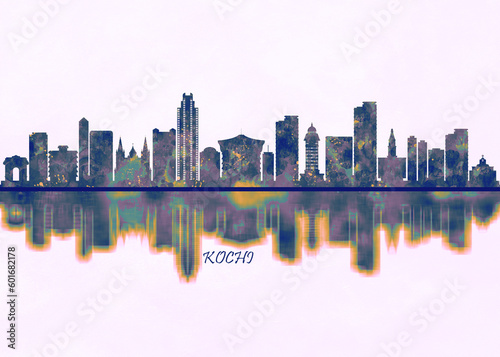 Kochi Skyline. Cityscape Skyscraper Buildings Landscape City Background Modern Art Architecture Downtown Abstract Landmarks Travel Business Building View Corporate #601682178