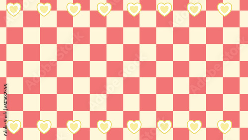 cute heart on checkerboard trendy background, checkers illustration decoration