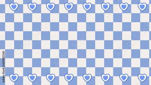 cute heart on checkerboard trendy background, checkers illustration decoration