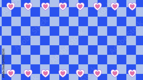 cute heart on checkerboard trendy background, checkers illustration decoration