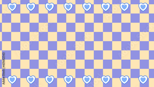 cute heart on checkerboard trendy background, checkers illustration decoration