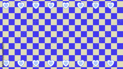 cute heart on checkerboard trendy background, checkers illustration decoration