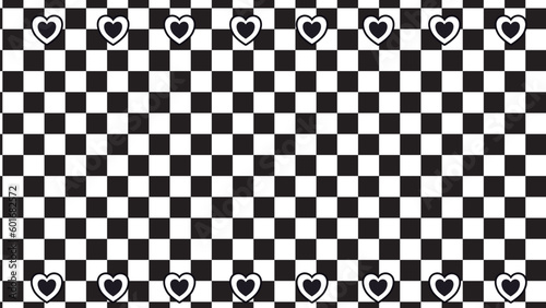 cute heart on checkerboard trendy background, checkers illustration decoration
