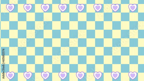 cute heart on checkerboard trendy background, checkers illustration decoration