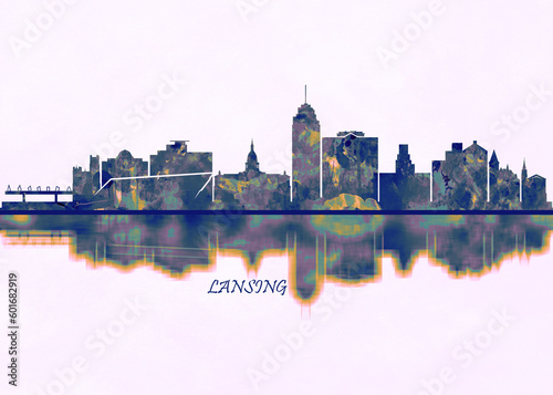 Lansing Skyline. Cityscape Skyscraper Buildings Landscape City Background Modern Art Architecture Downtown Abstract Landmarks Travel Business Building View Corporate