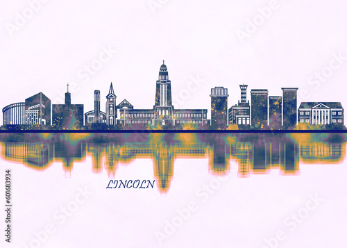 Lincoln Skyline. Cityscape Skyscraper Buildings Landscape City Background Modern Art Architecture Downtown Abstract Landmarks Travel Business Building View Corporate #601683934