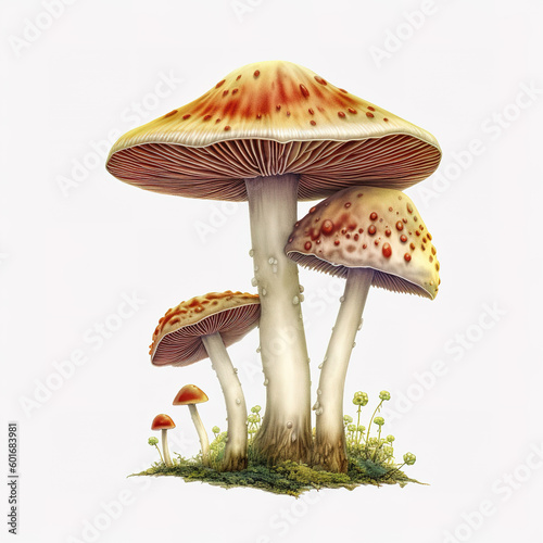 Illustration of mushrooms, Generative ai