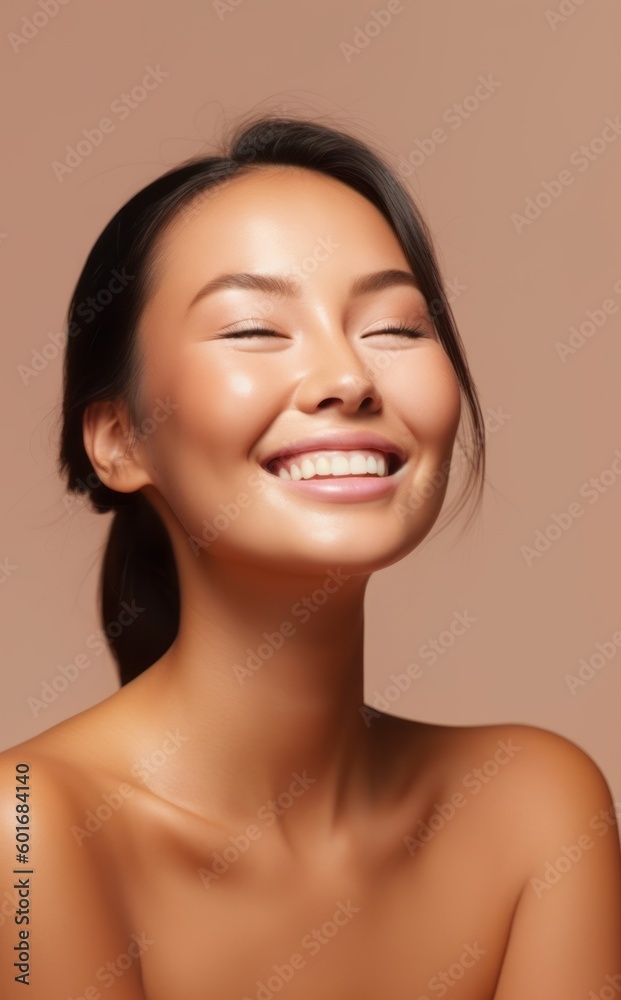 Pretty woman of Asian appearance luxury charm pink background. Generative AI. Pretty woman of Asian appearance luxury charm pink background. Generative AI.