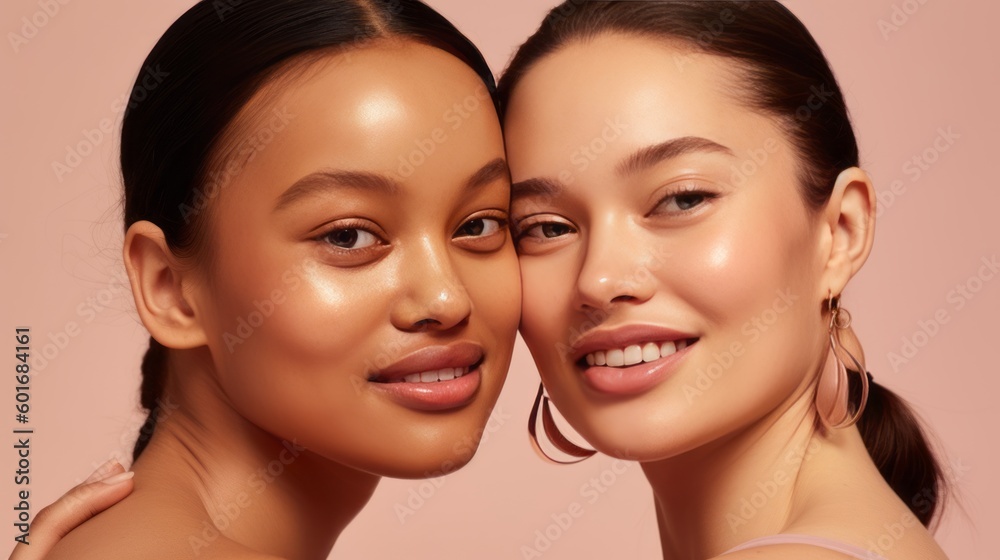 Fototapeta premium Natural Beauties with flawless skin. Generative AI.