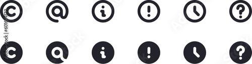 copyright help info support icon set. Vector