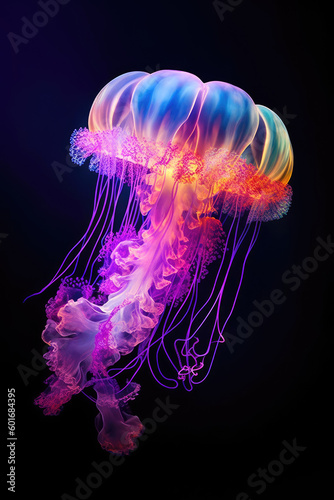 Neon glow Jellyfish in the ...