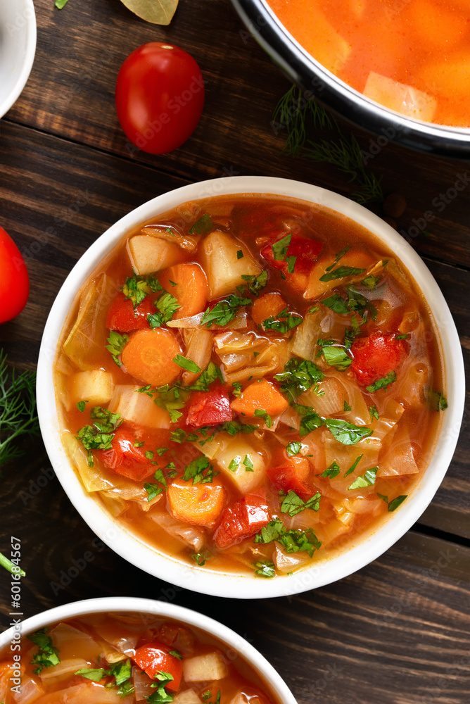 Cabbage soup in bowl Cabbage soup in bowl