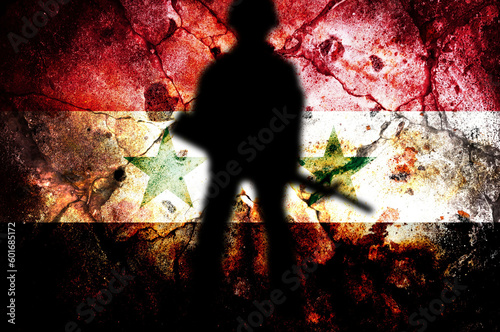 Double exposure of the flag of Syria. Describe Israel's retaliatory airstrikes in Syria. Israeli police clashes with Muslims. Tensions in the Middle East are escalating. News report use.
