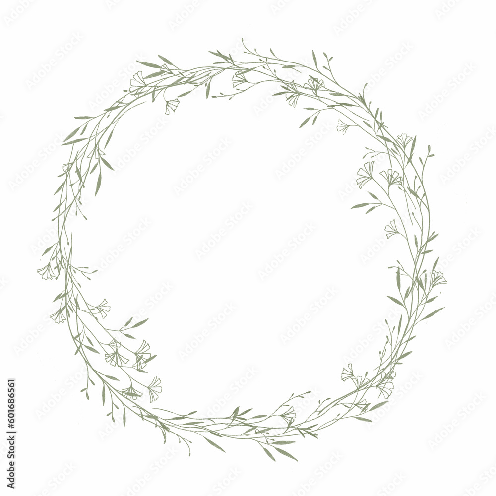 Beautiful clip art floral frame with hand drawn wild herbs and flowers. Stock illustration. Beautiful clip art floral frame with hand drawn wild herbs and flowers. Stock illustration.
