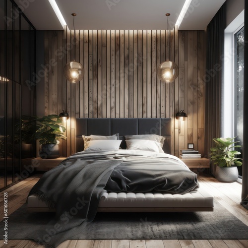 3D Rendered Bedroom with Abundant Natural Light, Upscale Decor, and Luxury.. © aboutmomentsimages