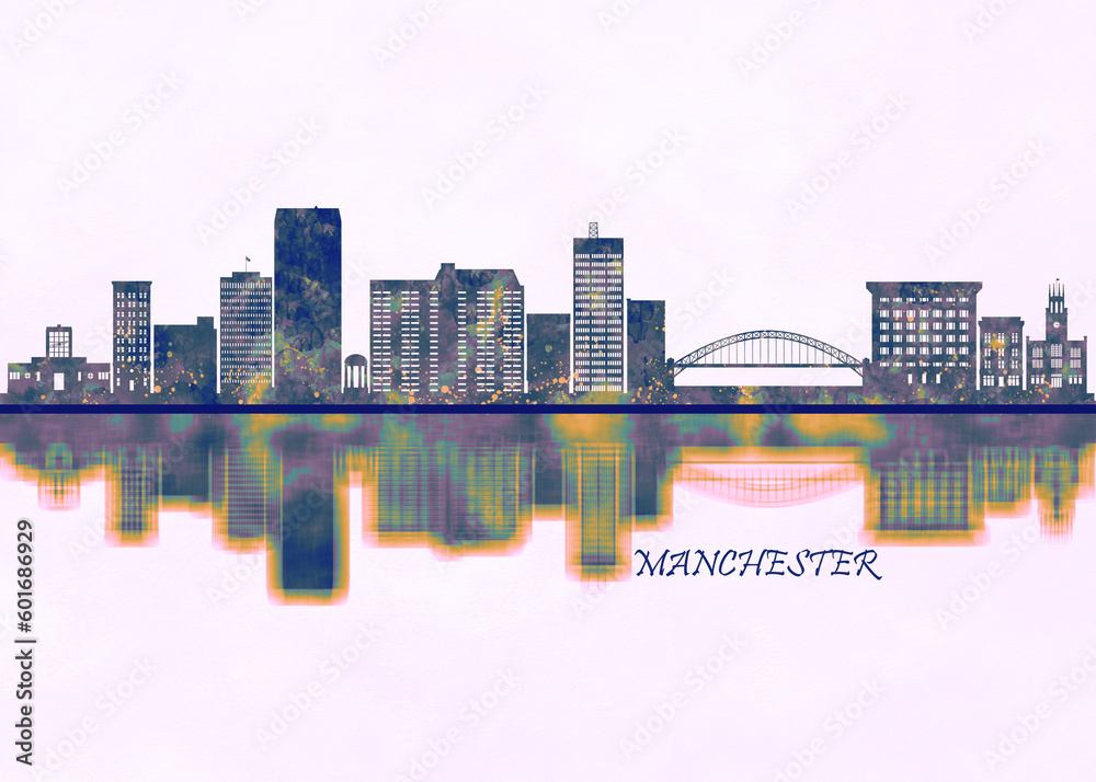 Manchester USA. Cityscape Skyscraper Buildings Landscape City Background Modern Art Architecture Downtown Abstract Landmarks Travel Business Building View Corporate