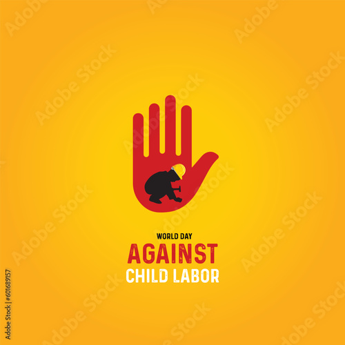 World day against child labour. stop child labour the world. vector illustration. Stop child labour symbol