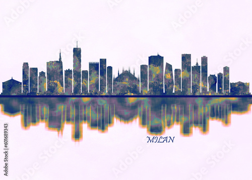 Milan Skyline. Cityscape Skyscraper Buildings Landscape City Background Modern Art Architecture Downtown Abstract Landmarks Travel Business Building View Corporate