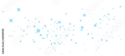 Blue glitter wave abstract illustration. Blue stars dust trail sparkling particles isolated on transparent background. Magic concept. PNG.