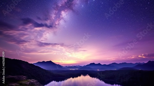 Milky way and starry sky on high mountains