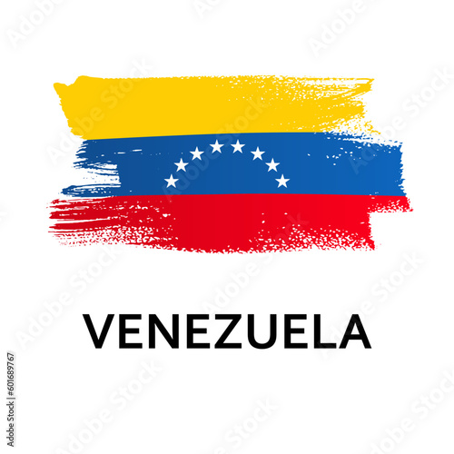 National symbols - flag of Venezuela isolated on white background. Hand-drawn illustration. Flat style. 