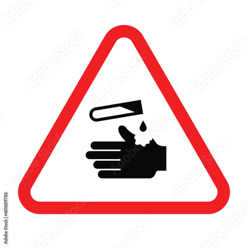 acid or corrosive, danger, hand, vector illustration 