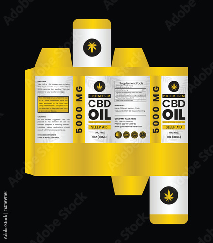 CBD Box design template for CBD label design, Product Packaging Design, Dropper Bottle Label Design, Health and Medicine Box Template