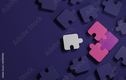 Wallpaper Mural Connection together puzzle pieces on a purple background Torontodigital.ca