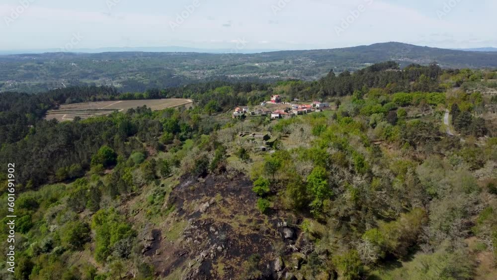 Aerial landscape view of the Castle of A Peroxa in Ourense, Spain Aerial landscape view of the Castle of A Peroxa in Ourense, Spain