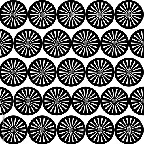Monochrome trendy pattern with circles. Black and white design illustration. Stylized circles background. Fashion design