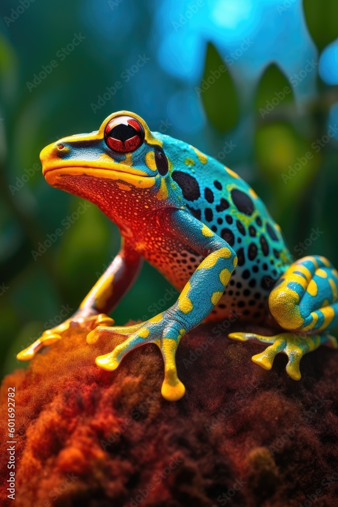 Fototapeta premium Poison frog in the wild. Generative AI