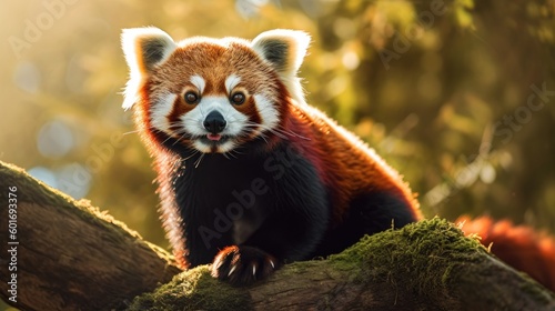Red panda in the wild. Generative AI