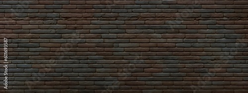 Black brick background texture seamless pattern. Seamless brick masonry. Black brick wall seamless illustration background. Generative AI