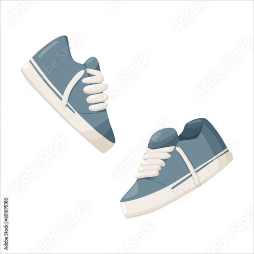 Blue sneakers. Sport shoes for training, running.