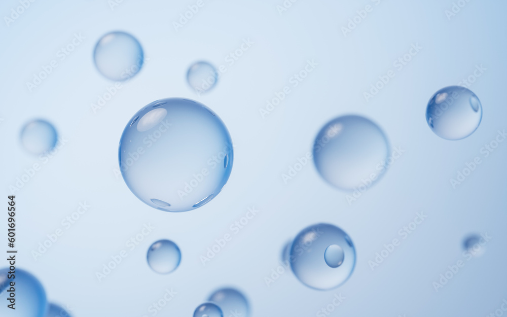 Blue water drop background, 3d rendering.
