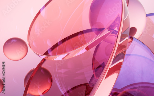 Fototapeta Naklejka Na Ścianę i Meble -  Transparent geometry glass background, 3d rendering.