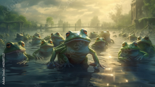 frog in the water
