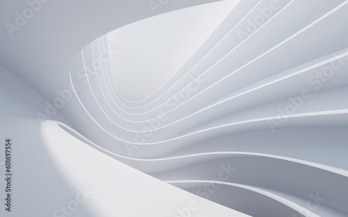 Abstract white curve geometry background, 3d rendering.