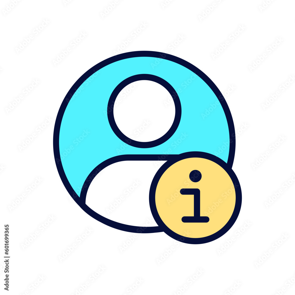 Personal profile pixel perfect RGB color icon. Client id and account. Purchases history. Online shopping. Isolated vector illustration. Simple filled line drawing. Editable stroke. Arial font used Personal profile pixel perfect RGB color icon. Client id and account. Purchases history. Online shopping. Isolated vector illustration. Simple filled line drawing. Editable stroke. Arial font used